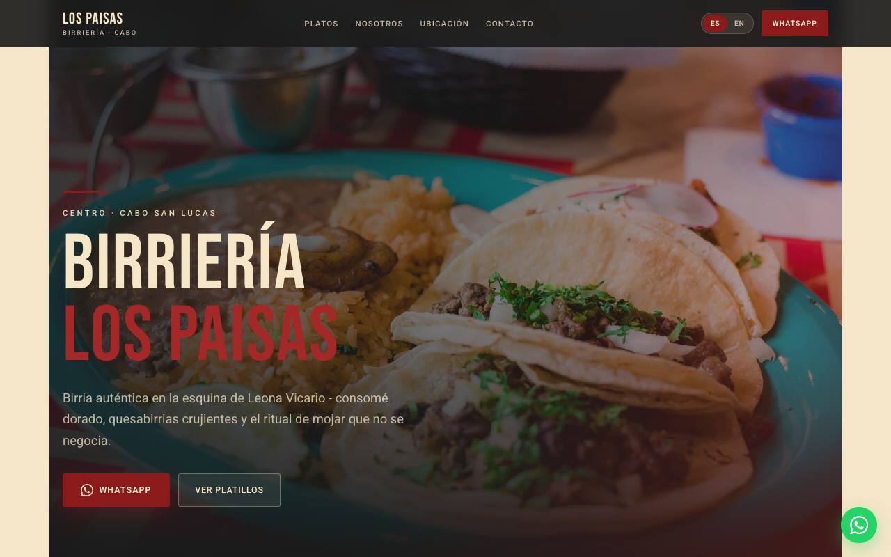 Birria restaurant website