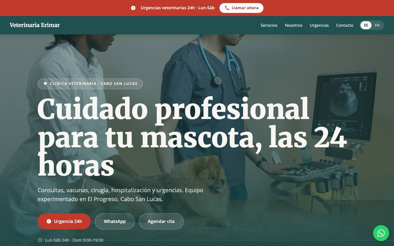 Erimar veterinary clinic website